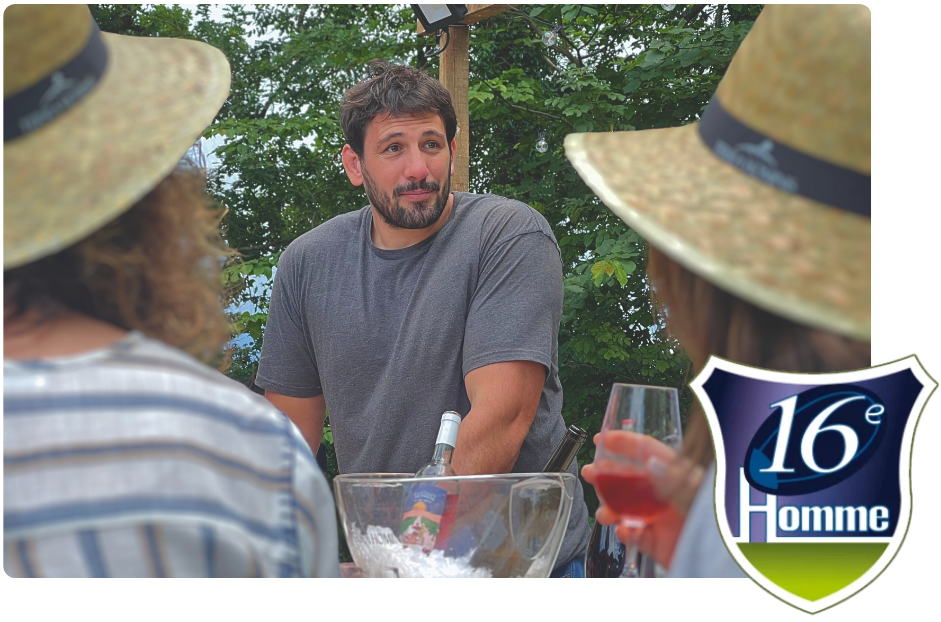 Rémi Lamerat, ancien joueur international de rugby, ambassadeur du club 16e homme et vigneron du domaine grand jour vignoble en financement participatif Terra Hominis - créateur de GFV