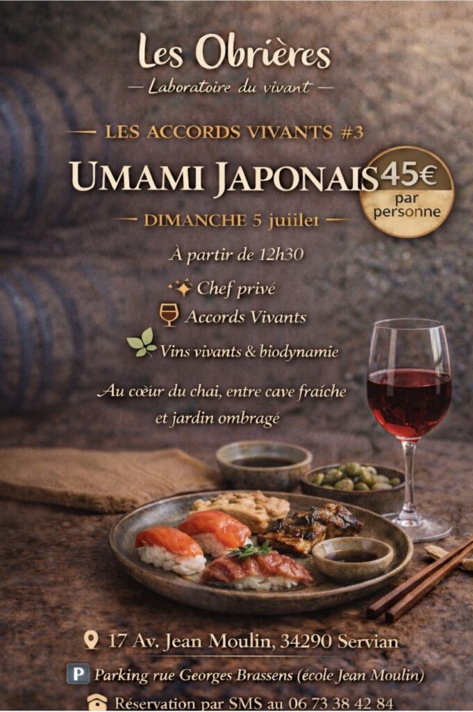 umami accord mets vins domaine obrières